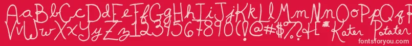 KaterPotater-Schriftart – Rosa Schriften auf rotem Hintergrund