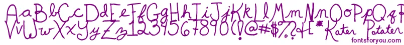 KaterPotater-Schriftart – Violette Schriften auf weißem Hintergrund