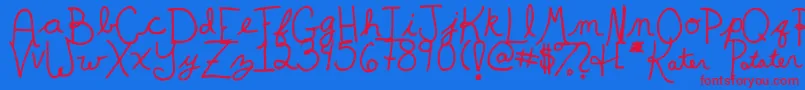 Czcionka KaterPotater – czerwone czcionki na niebieskim tle