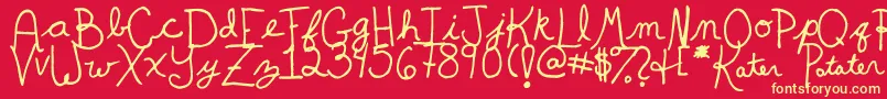 フォントKaterPotater – 黄色の文字、赤い背景