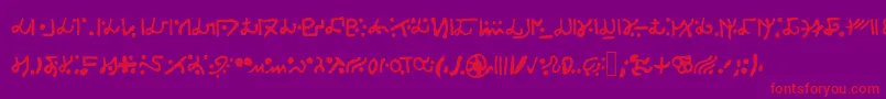 Alien S-Schriftart – Rote Schriften auf violettem Hintergrund