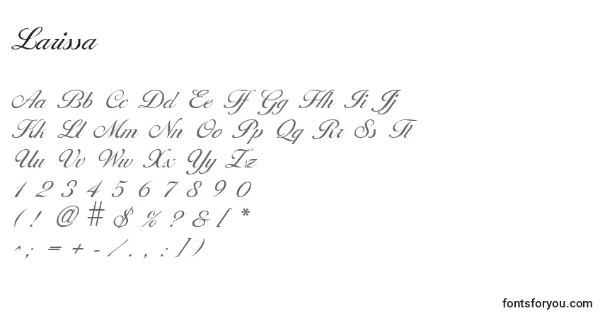 Czcionka Larissa – alfabet, cyfry, specjalne znaki