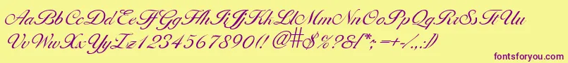 Larissa Font – Purple Fonts on Yellow Background