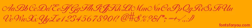 フォントLarissa – オレンジの背景に赤い文字