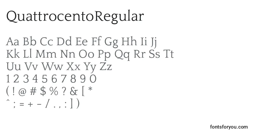 A fonte QuattrocentoRegular (18259) – alfabeto, números, caracteres especiais