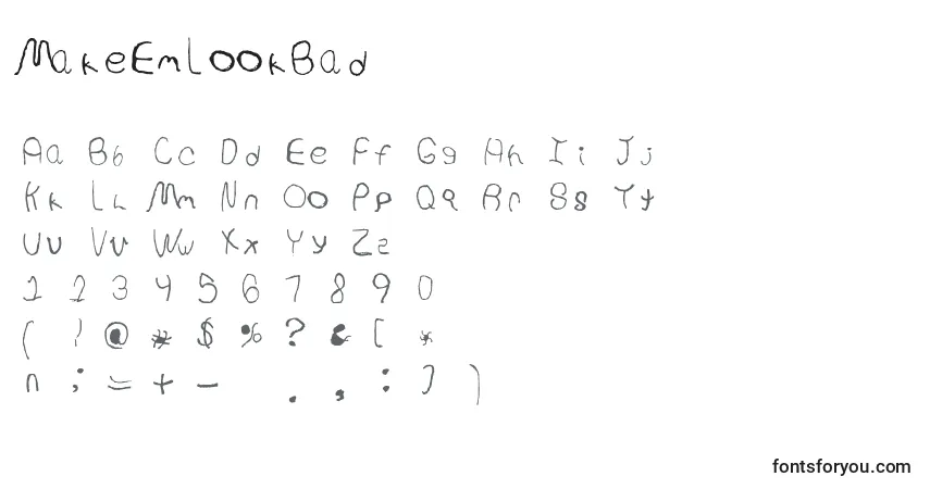 Schriftart MakeEmLookBad – Alphabet, Zahlen, spezielle Symbole