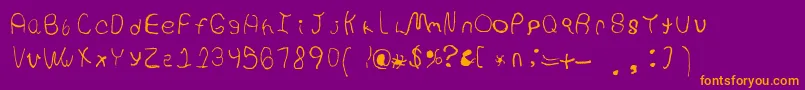 MakeEmLookBad-Schriftart – Orangefarbene Schriften auf violettem Hintergrund
