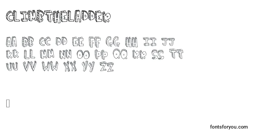 Czcionka Climbtheladder – alfabet, cyfry, specjalne znaki