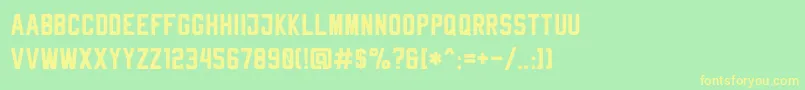RheibornSansClean-Schriftart – Gelbe Schriften auf grünem Hintergrund