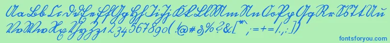 OttilieU1ay Font – Blue Fonts on Green Background