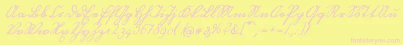 OttilieU1ay-Schriftart – Rosa Schriften auf gelbem Hintergrund