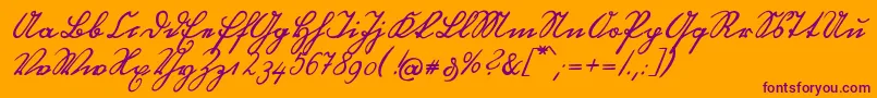 OttilieU1ay-Schriftart – Violette Schriften auf orangefarbenem Hintergrund