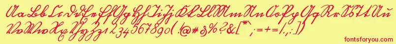 Шрифт OttilieU1ay – красные шрифты на жёлтом фоне