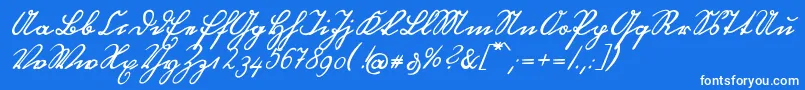 OttilieU1ay-Schriftart – Weiße Schriften auf blauem Hintergrund