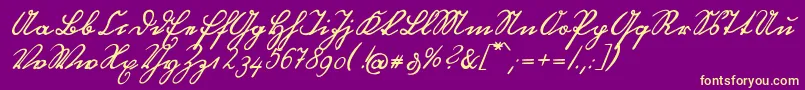 OttilieU1ay-Schriftart – Gelbe Schriften auf violettem Hintergrund