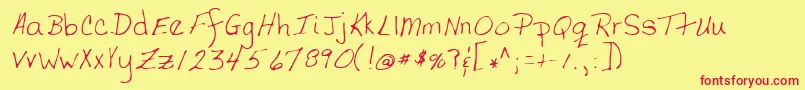 フォントTerfontRegular – 赤い文字の黄色い背景