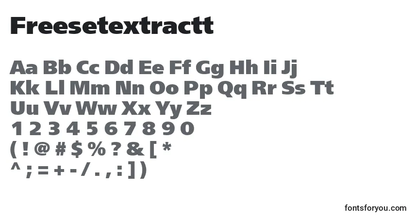 Schriftart Freesetextractt – Alphabet, Zahlen, spezielle Symbole