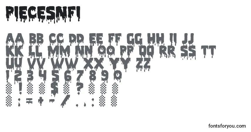 A fonte PiecesNfi (18265) – alfabeto, números, caracteres especiais