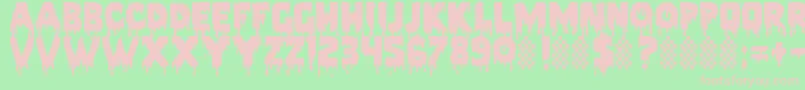 PiecesNfi-fontti – vaaleanpunaiset fontit vihreällä taustalla