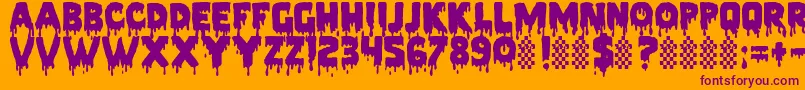 PiecesNfi-fontti – violetit fontit oranssilla taustalla
