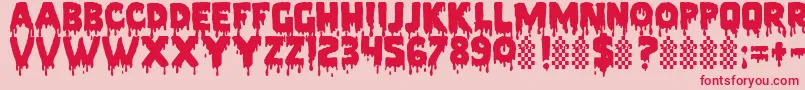 フォントPiecesNfi – ピンクの背景に赤い文字