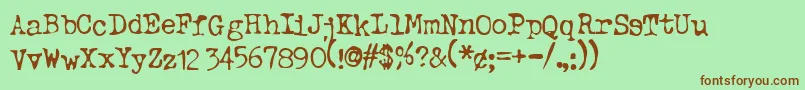 フォントTypeo ffy – 緑の背景に茶色のフォント