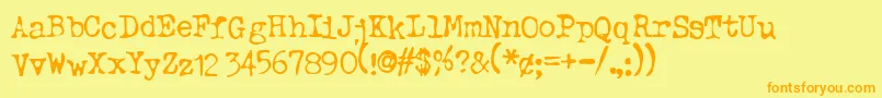 フォントTypeo ffy – オレンジの文字が黄色の背景にあります。