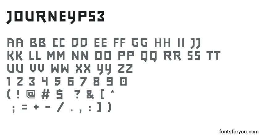 A fonte Journeyps3 – alfabeto, números, caracteres especiais