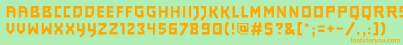 フォントJourneyps3 – オレンジの文字が緑の背景にあります。