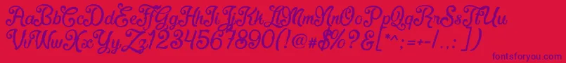 Fonte FadliScript – fontes roxas em um fundo vermelho