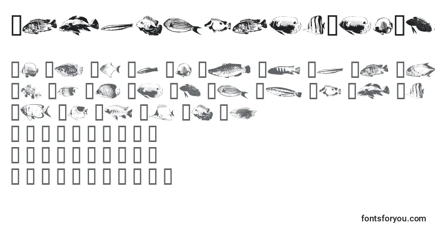 Czcionka FishyprintOneAoe – alfabet, cyfry, specjalne znaki