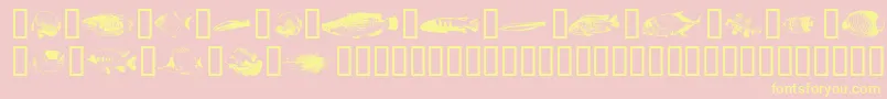 FishyprintOneAoe-Schriftart – Gelbe Schriften auf rosa Hintergrund