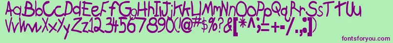 BrokenRegularTtstd-fontti – violetit fontit vihreällä taustalla