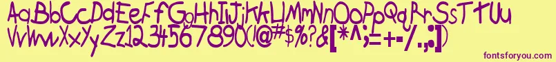 Fonte BrokenRegularTtstd – fontes roxas em um fundo amarelo