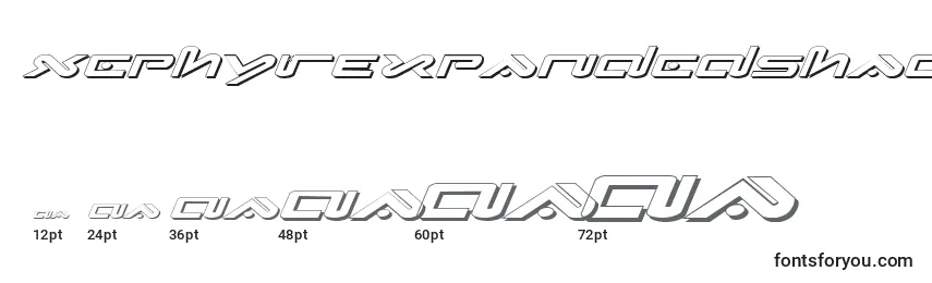 Размеры шрифта XephyrExpandedShadowItalic