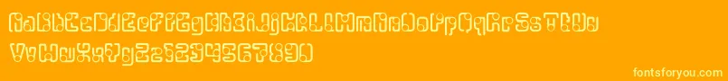 OrbitalFlightRegular-fontti – keltaiset fontit oranssilla taustalla