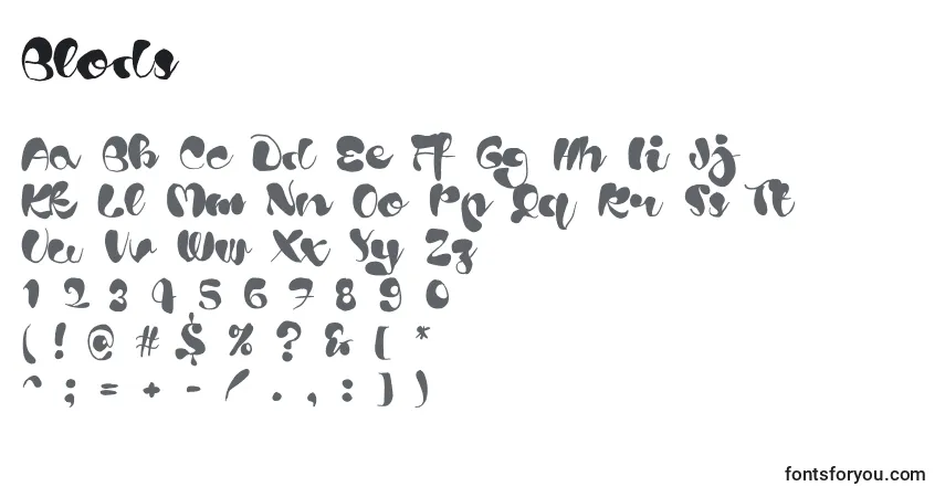 Шрифт Blods – алфавит, цифры, специальные символы