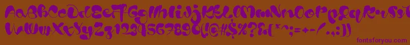 Blods-Schriftart – Violette Schriften auf braunem Hintergrund