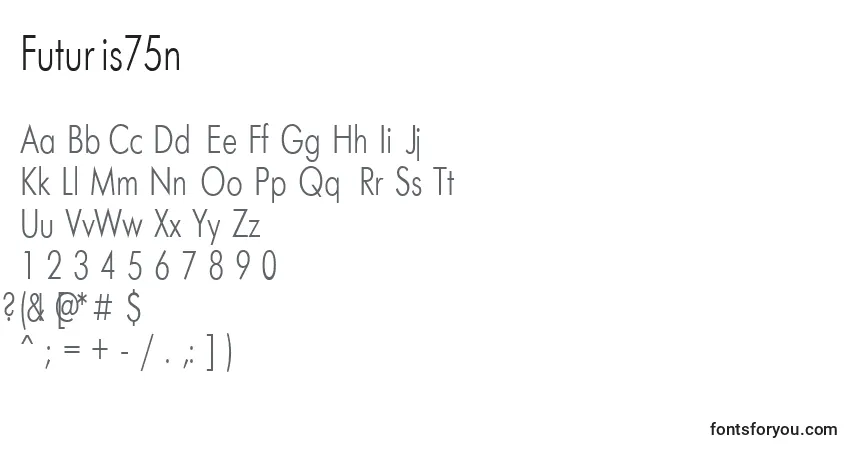 Шрифт Futuris75n – алфавит, цифры, специальные символы