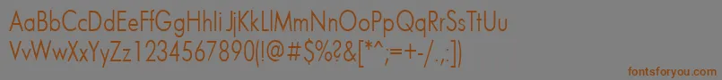 フォントFuturis75n – 茶色の文字が灰色の背景にあります。