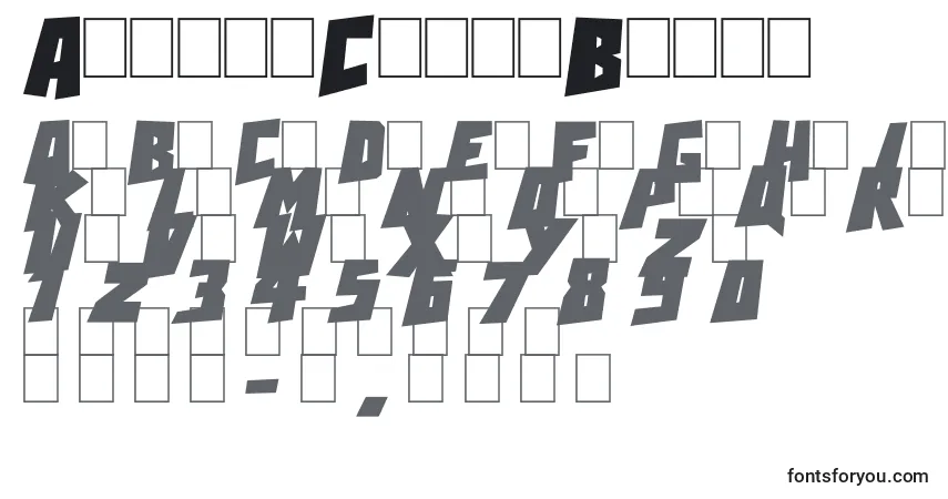 Czcionka ActionComcsBlack – alfabet, cyfry, specjalne znaki