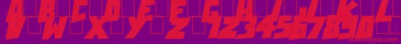 Fonte ActionComcsBlack – fontes vermelhas em um fundo violeta