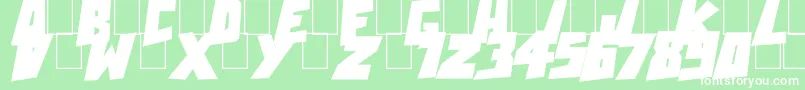 Czcionka ActionComcsBlack – białe czcionki na zielonym tle