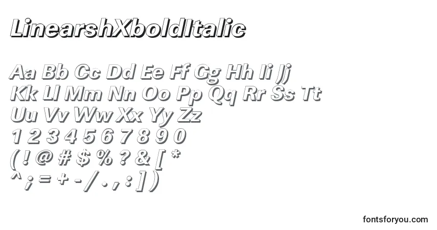A fonte LinearshXboldItalic – alfabeto, números, caracteres especiais
