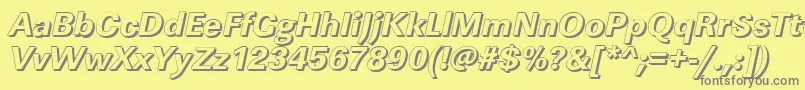 フォントLinearshXboldItalic – 黄色の背景に灰色の文字