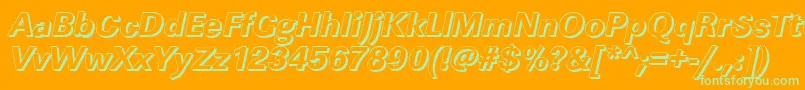 LinearshXboldItalic Font – Green Fonts on Orange Background