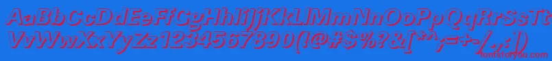 LinearshXboldItalic Font – Red Fonts on Blue Background