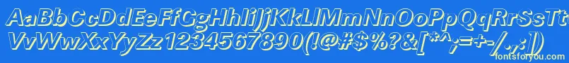 LinearshXboldItalic Font – Yellow Fonts on Blue Background