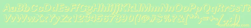 フォントLinearshXboldItalic – 黄色の文字が緑の背景にあります