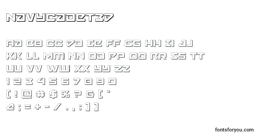 Czcionka Navycadet3D – alfabet, cyfry, specjalne znaki